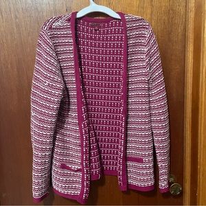 Merona Large Pink and White Tweed Cardigan